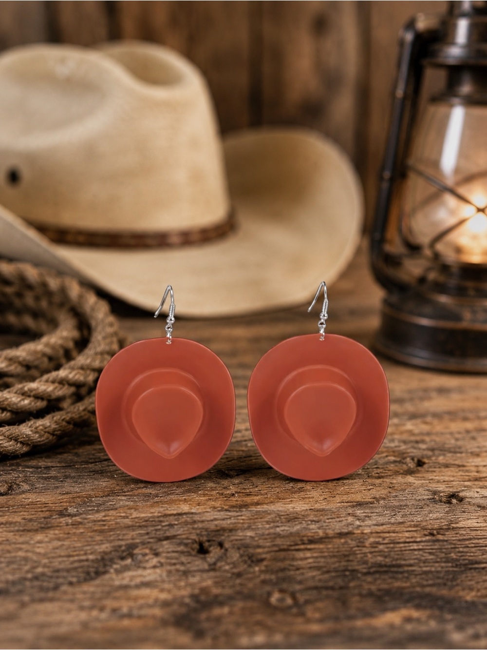 Brown Cowboy Hat Earrings